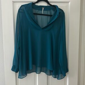 Free People sheer teal green blouse! Like new!!